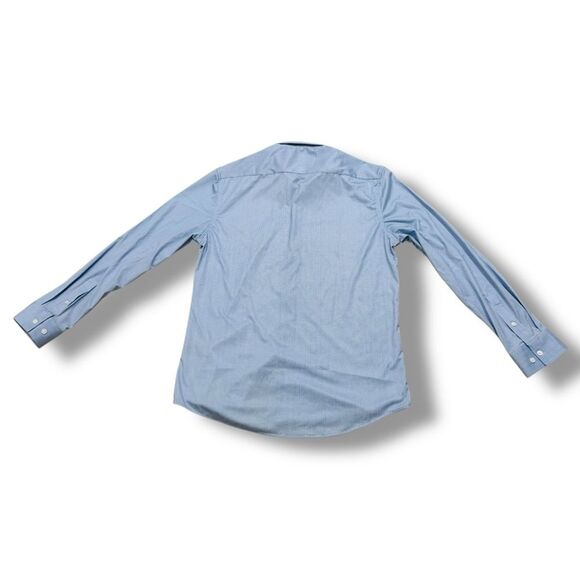 Tom Baine Men’s Blue Plaid Fitted Traveler Dress Shirt Size Small - Picture 4 of 9